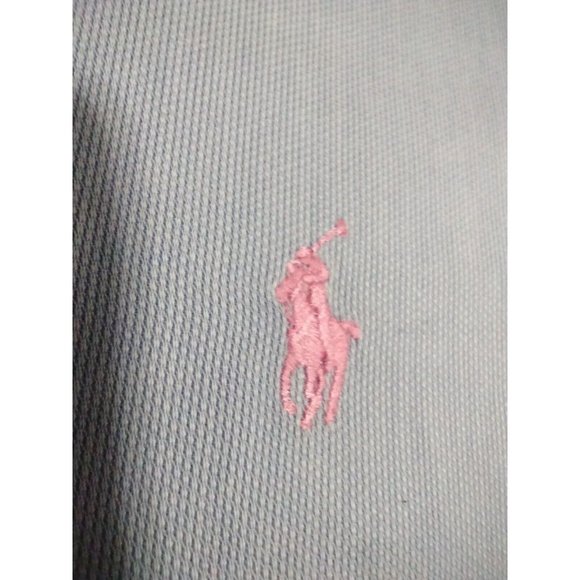 Polo Ralph Lauren Pink Pony Long Sleeve Button‎ Blue Shirt (038) - Picture 3 of 4